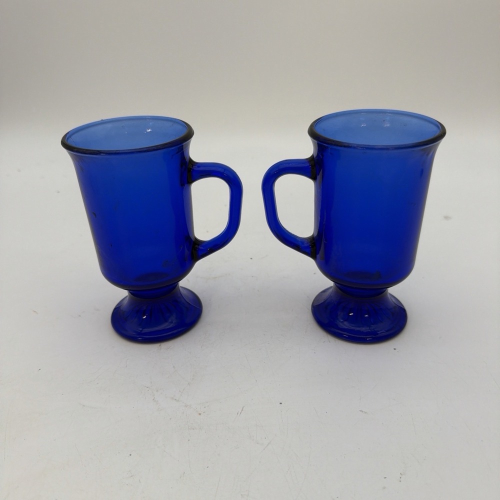 Vintage. Cobalt Set Of 2 footed Cups